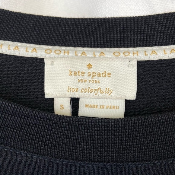 EUC Kate Spade Brooke Street Bakery Dot Black Pink Polka Dot Sweatshirt Small - Picture 5 of 15